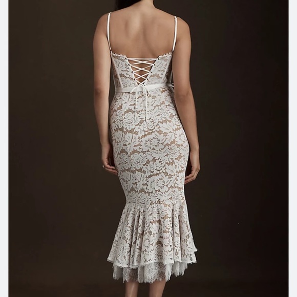 V. Chapman Anthropologie Naomi Stretch Lace Corset Flounce - Hem Midi Dress 2 - Picture 3 of 3